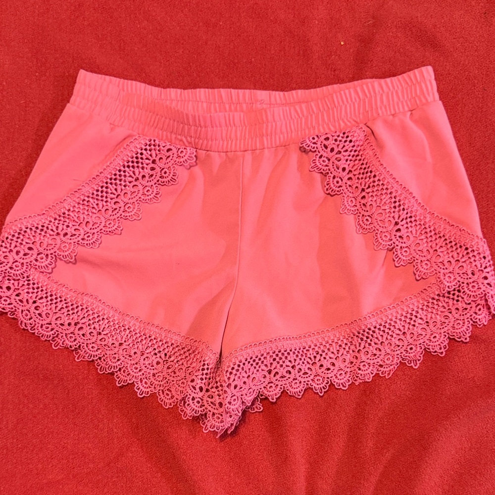 Adult lady Pink Lace Trim Shorts
